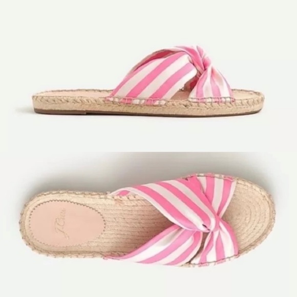 NWOB J Crew Twisted Knot Espadrille Sandals in Awning Stripe - Picture 1 of 8